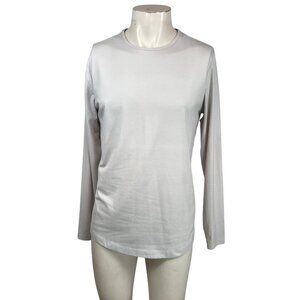 CUTS CLOTHING- MEN'S MEDIUM - BEIGE CREW NECK CURVE-HEM LONG SLEEVE T-SHIRT